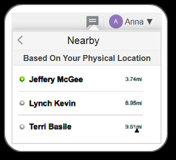 Chapter 4 Managing Contacts Search for Who s Nearby You can locate the nearby resources based on your physical location in the Mobility interface. 1.