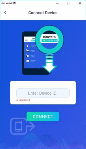 You must get the nuwire ID of the device to which you want to connect.