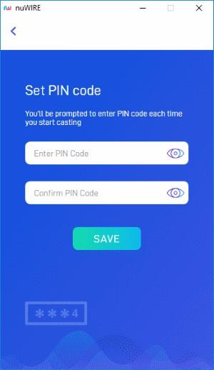 Enter the new PIN code and confirm it. Click / touch 'Save' Users will need to enter the new PIN before they can share with this device.