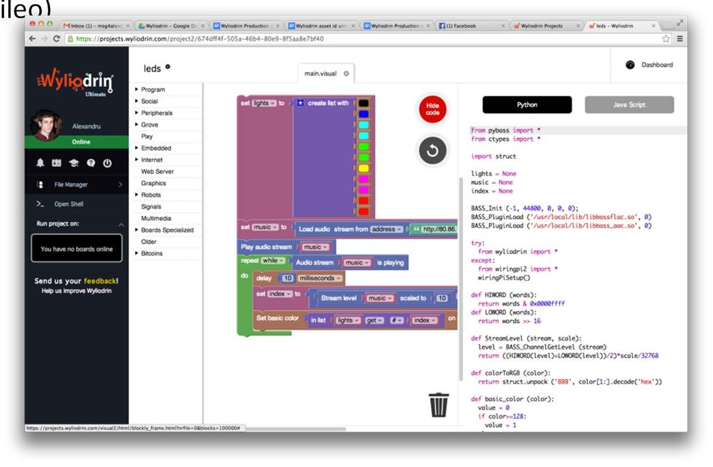 Wyliodrin* Visual Programming (for Edison and Galileo) Select your peripheral/sensor Simply