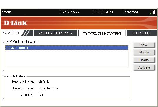 Section 3 - Configuration My Wireless Networks The My Wireless Networks page will allow you to create, edit, and delete wireless network profiles.