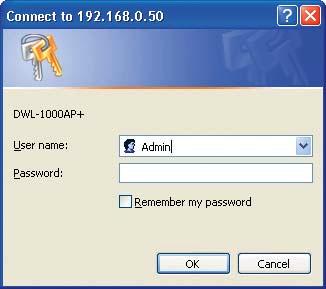 The DWL-700AP s default IP address is shown below: Open the web browser Type in the IP address of the access point (The IP address shown in the example above is the default setting.