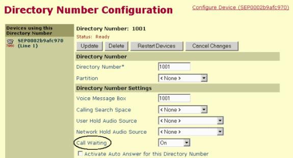 Directory Number Settings section in the Directory Number
