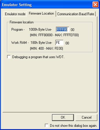 On subsequent connections the Emulator Setting dialog will appear, please choose the same options to connect. 30. The Emulator setting dialog will appear.