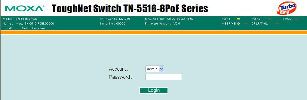 Point your web browser to the TN-5508-4PoE/5516-8PoE s IP address by entering it in the Address or URL field. 2.