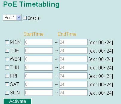 PoE Timetabling Powered devices usually do not need to be running 24 hrs a day, 7days a week.