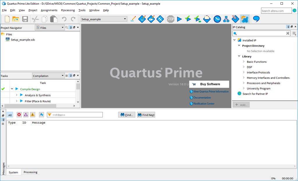 Create a new Project Use the Quartus Project Setup notes as a guide