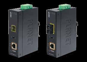 BASE-X to 10/100/BASE-T 802.3at + Industrial Media Converter Physical Port 1-port 10/100/BASE-T RJ45 with IEEE 802.3af /802.