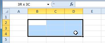To Select a Cell: 1. Click on a cell to select it. When a cell is selected you will notice that the borders of the cell appear bold and the column heading and row heading of the cell are highlighted.