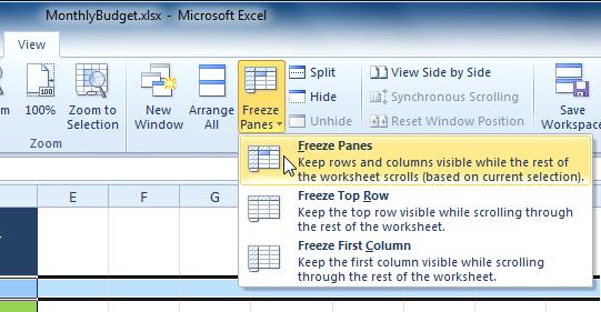 This is particularly helpful when working with large spreadsheets. To Freeze Rows: 1. Select the row below the rows that you want frozen.