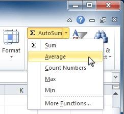 Using AutoSum to select Common Functions: The AutoSum command allows you to automatically return the results for a range of cells for common functions like SUM and AVERAGE. 1.