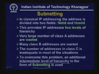 This problem can be avoided by introducing an intermediate level of hierarchy in the form of subnetting.