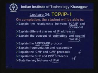 (Refer Slide Time: 03:50) And on completion, the students will be able to explain the relationship between TCP/IP and the OSI model, they will be able to explain the different classes of IP addresses