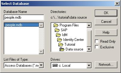 Choose the "Select" button in the "Database" group box.