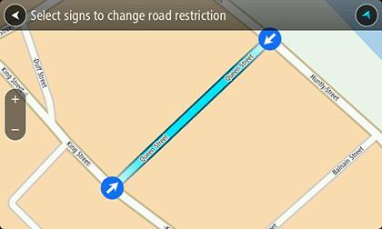 Select the road sign at either end of the road to change it from open to closed or vice versa. 5. Select Report. Street Name Select this option to correct an incorrect street name. 1.