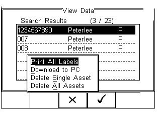 7.3. View Data Options From the main View Data screen, press the button (F2).