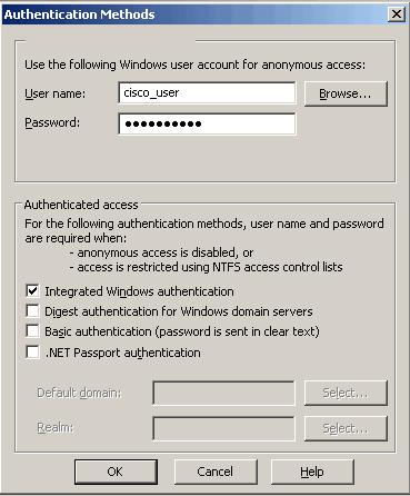 Cisco Interaction Manager Installation Guide Authentication Methods window 7. Click the OK button to close the window.