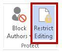 8. In the Protect grouping, click on Restrict Editing (See Figure 34).