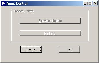 4. ApexControl Software Use the ApexControl utility to download firmware updates and run the IceTest utility. The following sections describe each of the ApexControl functions.