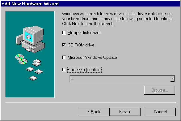 Figure 2. Add New Hardware Wizard 5. Insert the CD-ROM labeled Emulator Drivers CD into the CD-ROM drive and click Next.
