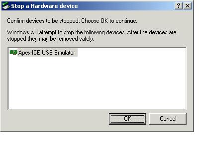 Figure 17 Stop a Hardware device 2. Click on Stop.