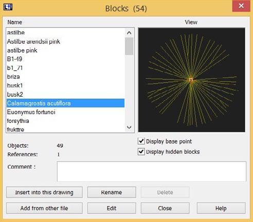 B Block related commands Several commands are used to manage the creation, selection and insertion of blocks in the gcadplus environment viz.