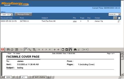 2 Receiving Faxes FaxLAN automatically retrieves incoming faxes from the fax server. The user can view these faxes by selecting Show Inbox from the File menu.