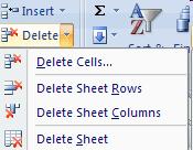 Modifying a Worksheet Delete Cells, Rows and Columns Place the cursor in the cell, row, or column that you want to