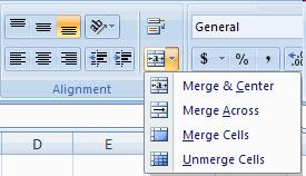 Modifying a Worksheet Merge Cells Select the cells you want to merge