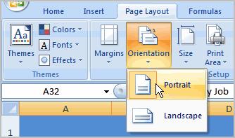 Printing To change page orientation: Select the Page Layout tab.