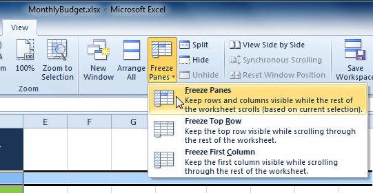For example, if you want rows 1 & 2 to always appear at the top of the worksheet even as you scroll, then select row 3. Selecting row 3 2.