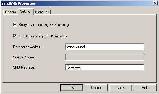 The reply to an incoming SMS message is set in this case to remove the incoming SMS message from the database once this