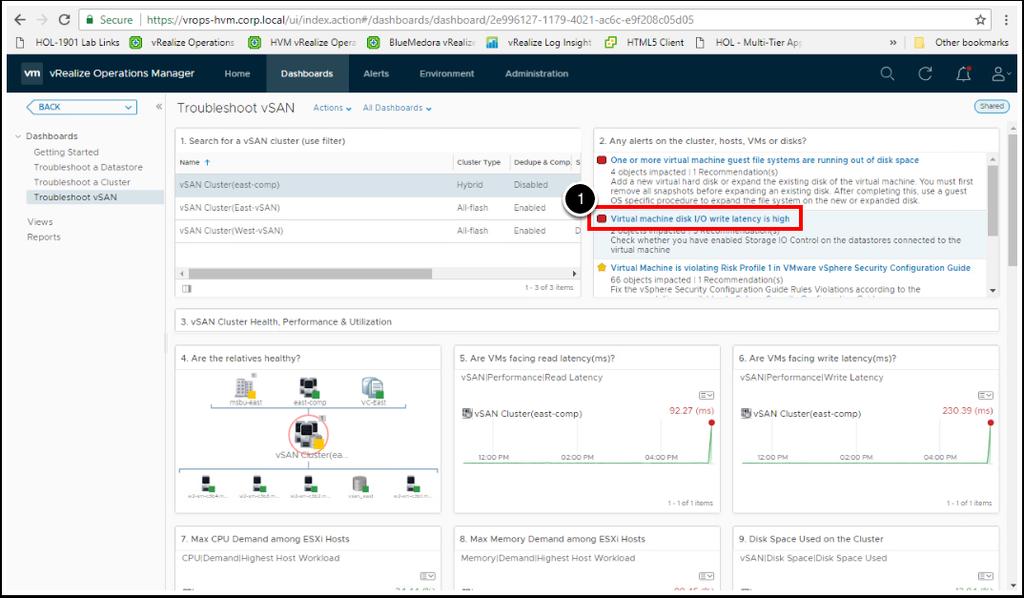 Search for vsan cluster related alerts By default the troubleshooting steps will display data related to the very first object selected in