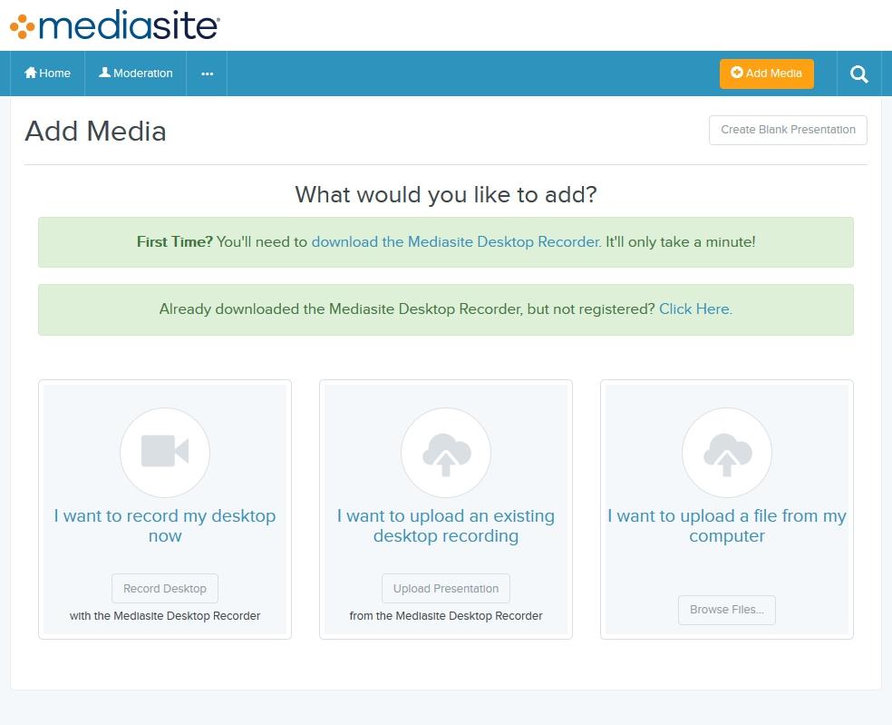 My Mediasite Guide: + Add Media 1. Log in to your My Mediasite portal here: http://webcast.massey.ac.nz/mediasite/mymediasite/ 2.