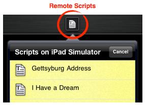 Tap the name of the group followed by the name of script that you want to control. The prompting device will begin to run the script using the settings that are defined on that device.