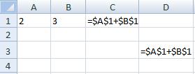 $ IS USED FOR CONSTANT ROW OR COLUMN.