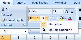 FORMATTING TEXT TO FORMAT TEXT IN BOLD, ITALICS OR UNDERLINE: Left-click a cell to select it or