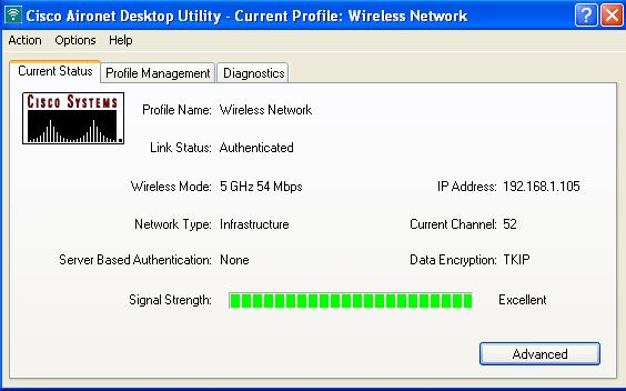 Figure 22 Viewing Signal Strength from Current Status Tab 13. Once complete, close the window. Section C: Wireless Network Connection (HP5700 CPU Ralink) 1.