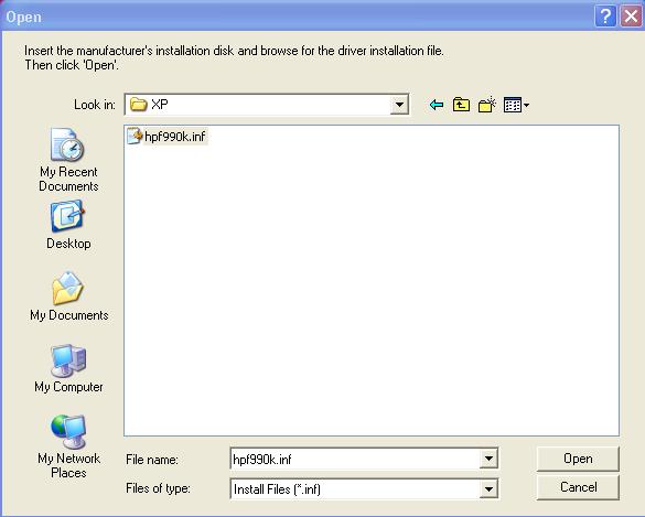 In the example shown in Figure 44, a DeskJet 990 is being installed. Figure 44 Locating the Drivers folder 13.