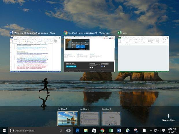 Task View also lets you create multiple virtual desktops, each with different Windows apps and desktop applications running on them.
