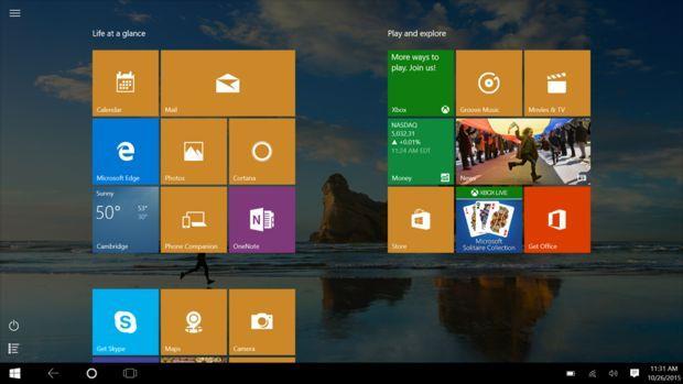 Tablet mode in Windows 10 features the Start screen, which will be familiar to Windows 8 users.
