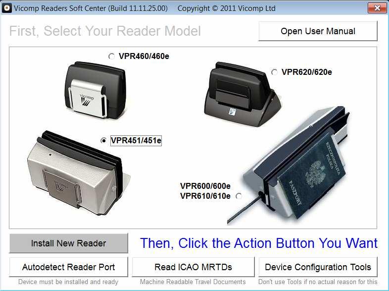 2. Installing the reader Start the Vicomp Readers Soft
