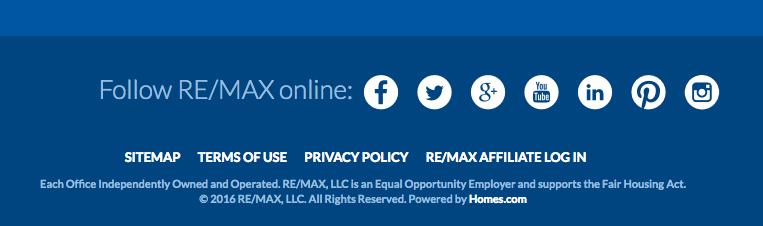 of the home page. Use your @remax.