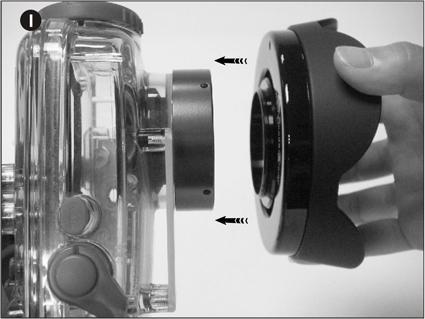 C. During the dive, install the BigEye Lens by screwing it on to your housing lens port, as shown on the figures below.
