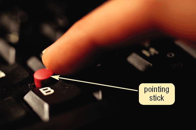 pressure and motion Pointing stick is pointing device shaped like
