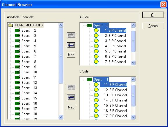 4. Select the channels to use to execute the test for A side and B side as shown in Figure 19, and click OK.