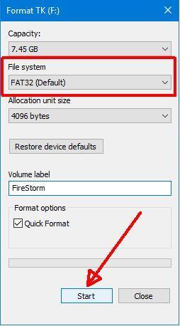You can check and format the USB memory stick to a fat32 file system by following the steps below. 1. In Windows Explorer, right click on the USB drive.