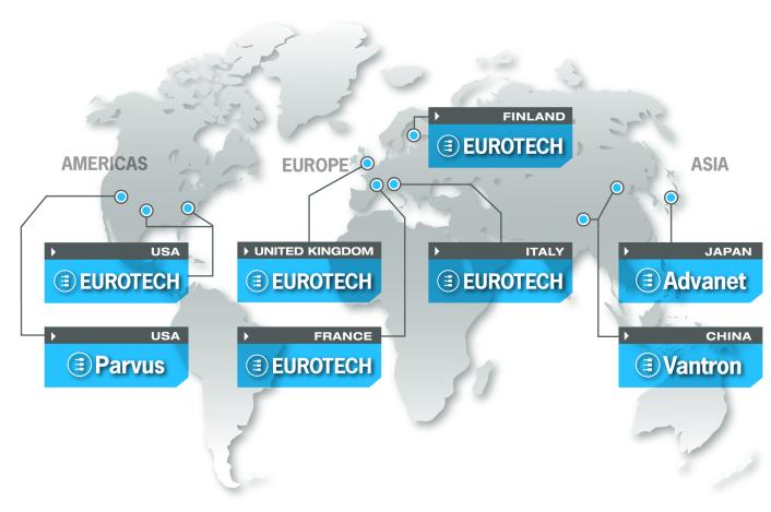 Eurotech Group Worldwide Presence AMERICAS EUROPE ASIA North America EUROTECH USA US toll free +1 800.541.2003 tel. +1 301.490.4007 fax +1 301.490.4582 e-mail: sales.us@eurotech.com e-mail: support.