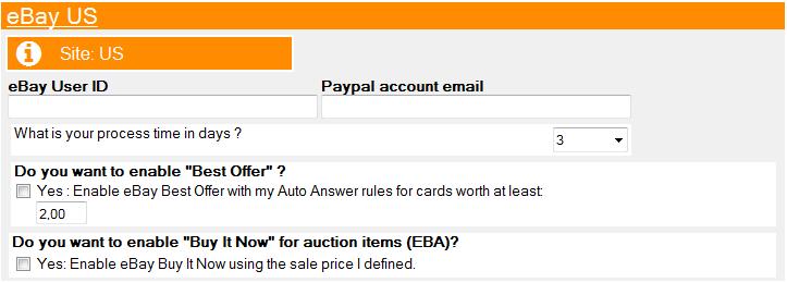 4.1.1 EBAY SPECIFIC INFORMATION The section allow you to change the ebay Site. Did you know that you can list on both ebay.com (US) and ebay.ca (Canada) sites?