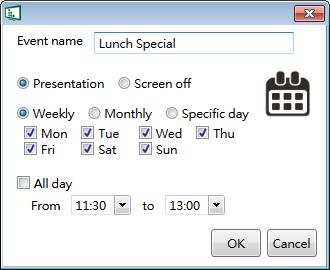 3.9.1 Add an event schedule 1 Click Add event schedule 2 Edit the event